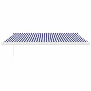 vidaXL Zatahovac&iacute; mark&yacute;za modr&aacute; a b&iacute;l&aacute; 4,5 x 3 m textil a hlin&iacute;k