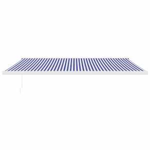 vidaXL Copertină retractabilă albastru/alb, 5x3 m, textil/aluminiu