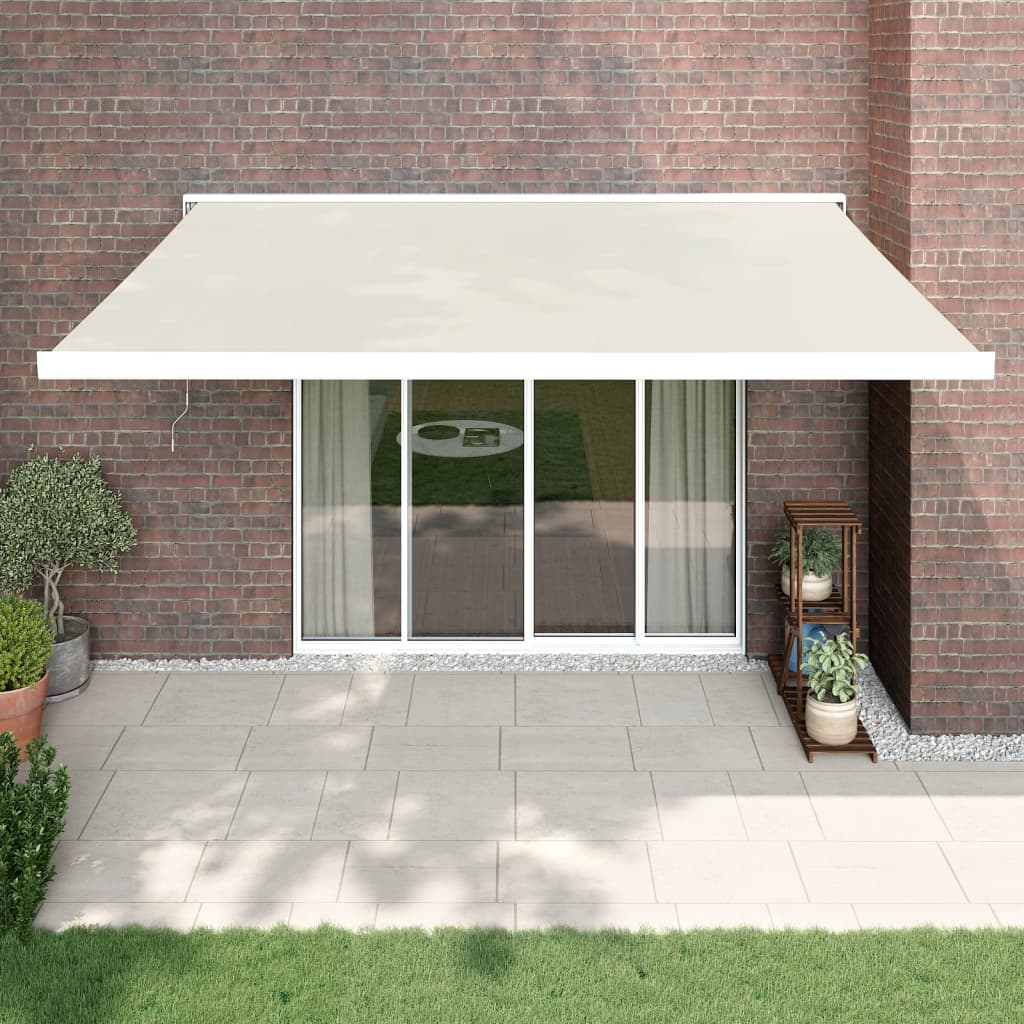 vidaXL Copertină retractabilă, crem, 4x3 m, textil și aluminiu