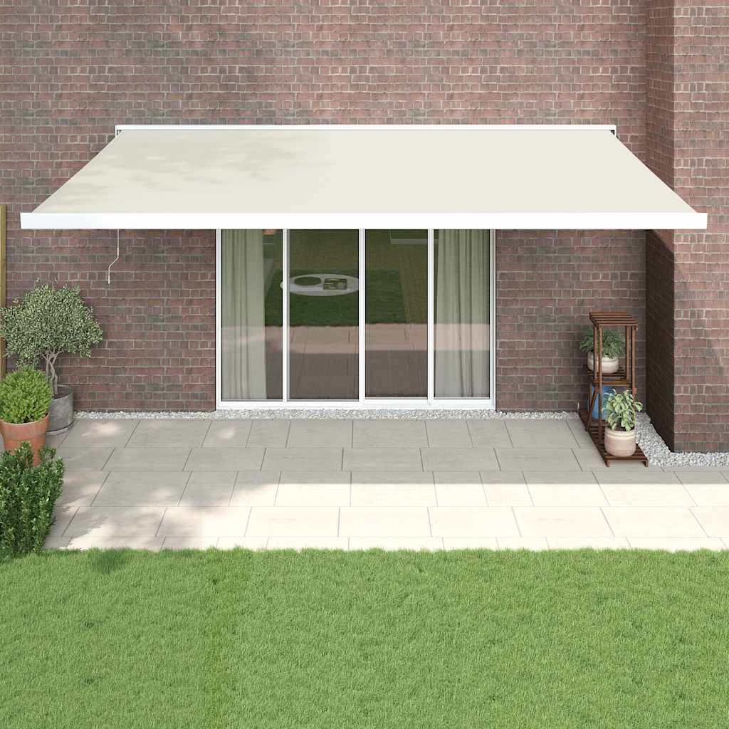 Auvent rétractable crème 5x3 m tissu et aluminium