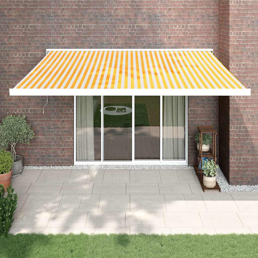 vidaXL Copertină retractabilă, galben/alb, 4,5x3 m, textil/aluminiu