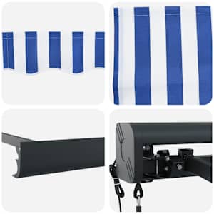 Zatahovací markýza modrá a bílá 4 x 3 m textil a hliník - obrázek 10