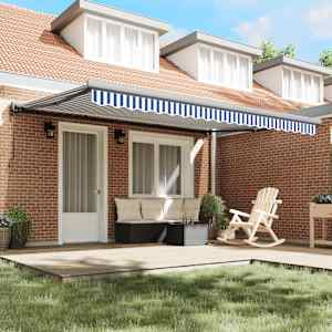 vidaXL Tenda Sole Retrattile Blu e Bianca 4,5x3 m Tessuto e Alluminio