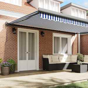 vidaXL Copertină retractabilă albastru/alb, 5x3 m, textil/aluminiu