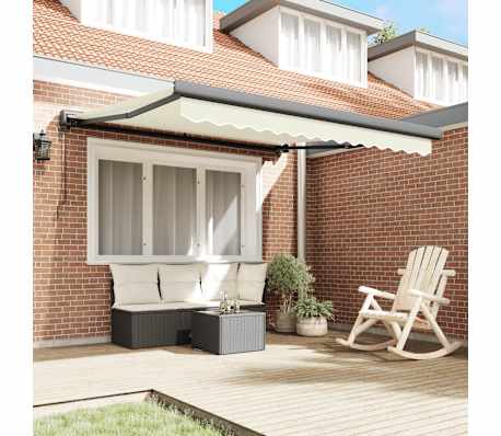 vidaXL Τέντα Πτυσσόμενη Κρεμ 3 x 2,5 μ. Ύφασμα και Αλουμίνιο