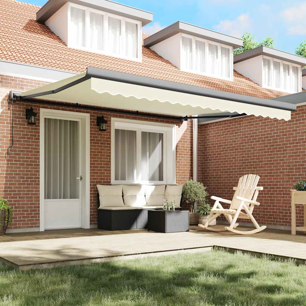 vidaXL Luifel uittrekbaar 4x3 m stof en aluminium crèmekleurig