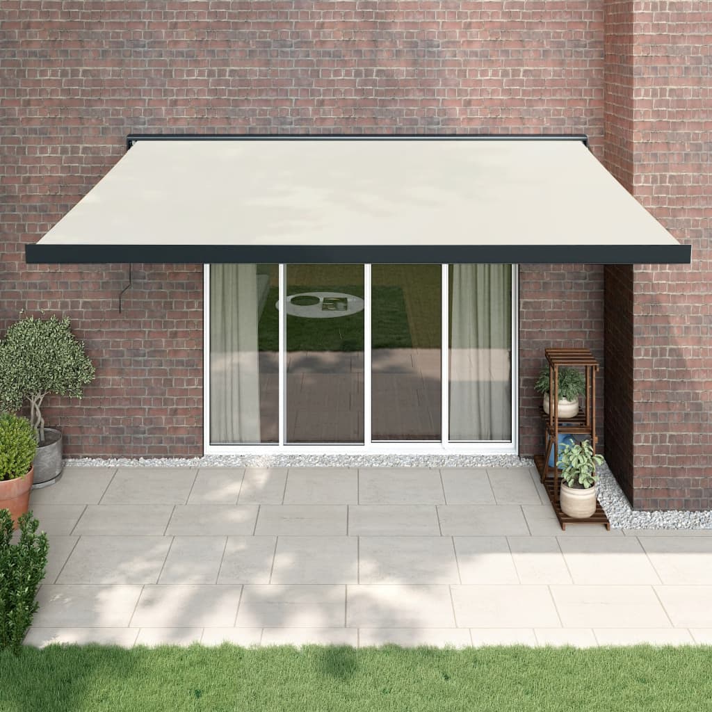 vidaXL Copertină retractabilă, crem, 4x3 m, textil și aluminiu