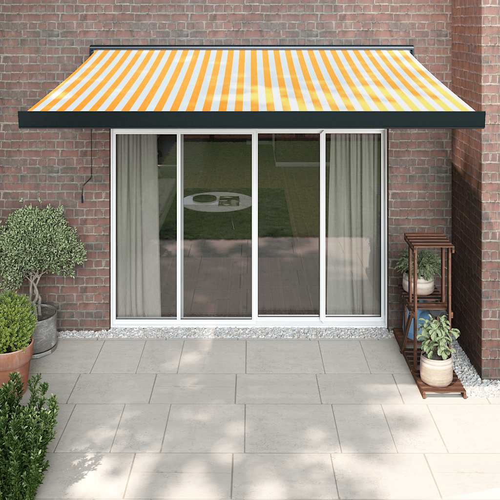 vidaXL Copertină retractabilă, galben/alb, 3x2,5 m, textil/aluminiu