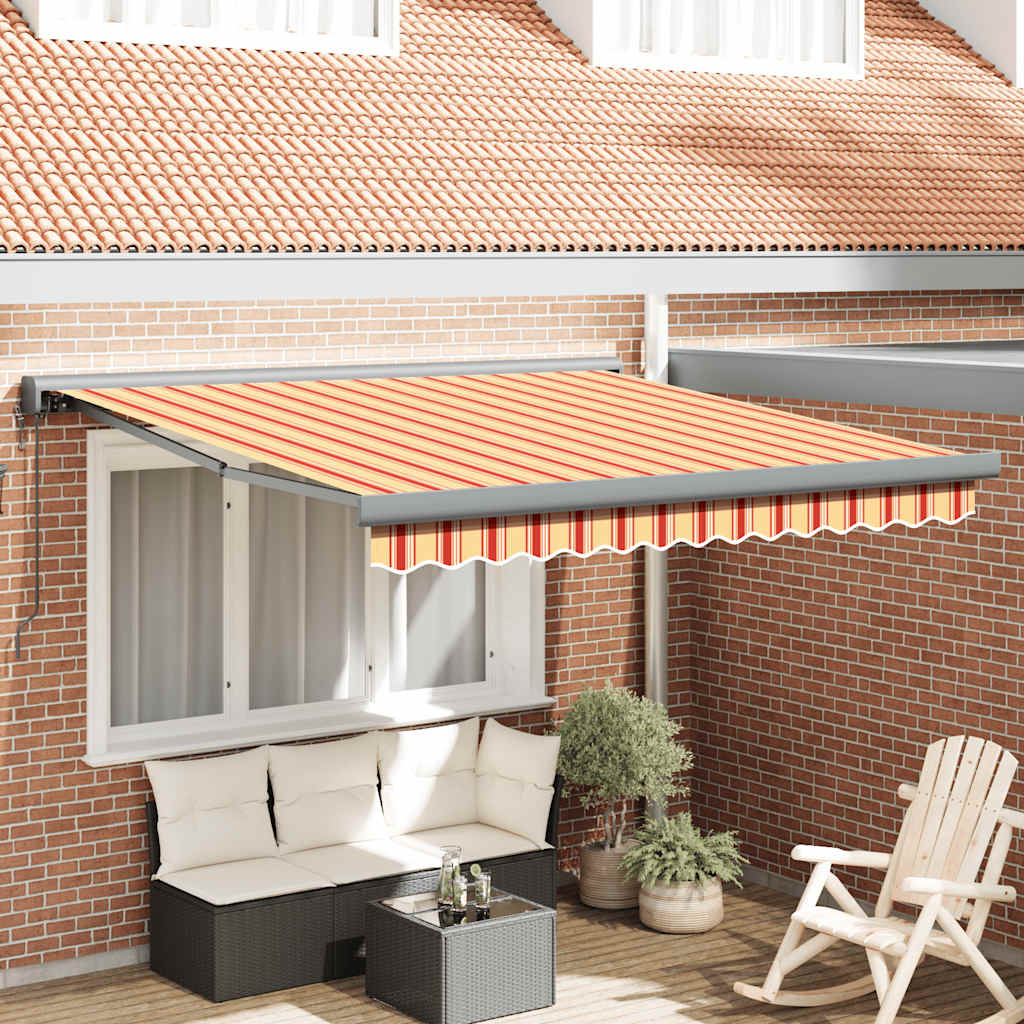 vidaXL Copertină retractabilă, galben/alb, 3x2,5 m, textil/aluminiu