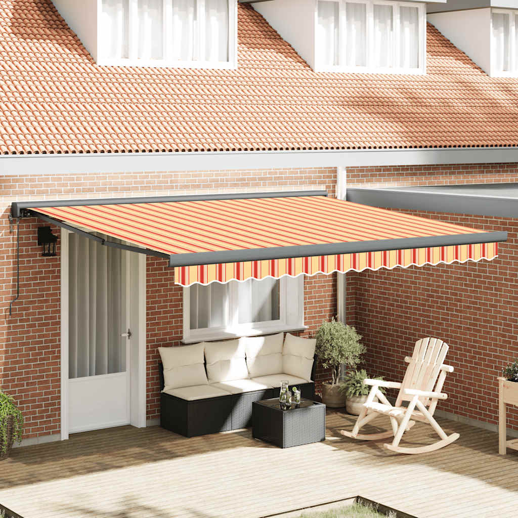 vidaXL Copertină retractabilă, galben/alb, 4,5x3 m, textil/aluminiu
