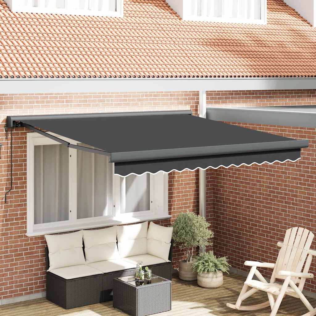 Auvent rétractable anthracite 3x2,5 m tissu et aluminium