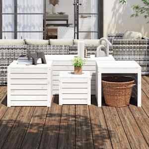 Komplet vrtnih škatel 4-delni bela trdna borovina