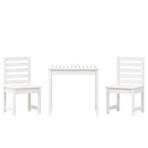 3dílný zahradní bistro set bílý masivní borové dřevo - obrázek 5