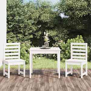 Vrtna bistro garnitura 3-delna bela trdna borovina