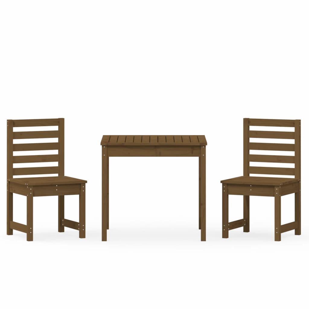vidaXL 3-delige Bistroset massief grenenhout honingbruin