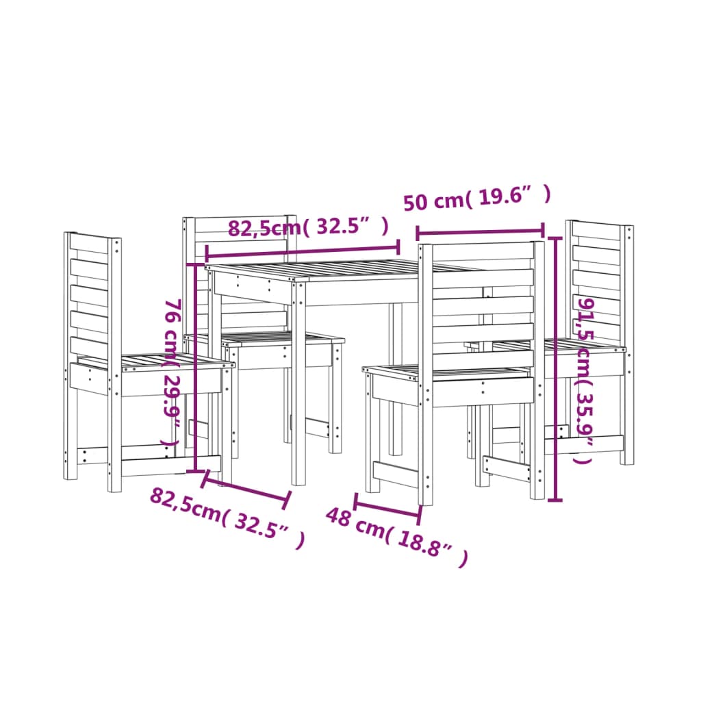 imagem de vidaXL 5 pcs conj. jantar p/ jardim madeira de pinho maciça cinzento10