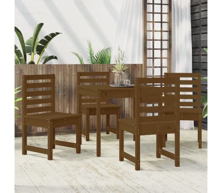 vidaXL Sodo valgomojo baldų komplektas, 5 dalių, medaus rudas, pu&scaron;is