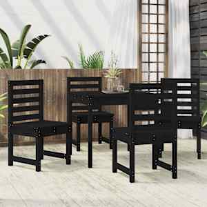 vidaXL 5 Piece Garden Dining Set Black Solid Wood Pine