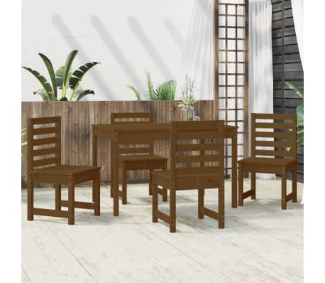 vidaXL Sodo valgomojo baldų komplektas, 5 dalių, medaus rudas, pu&scaron;is