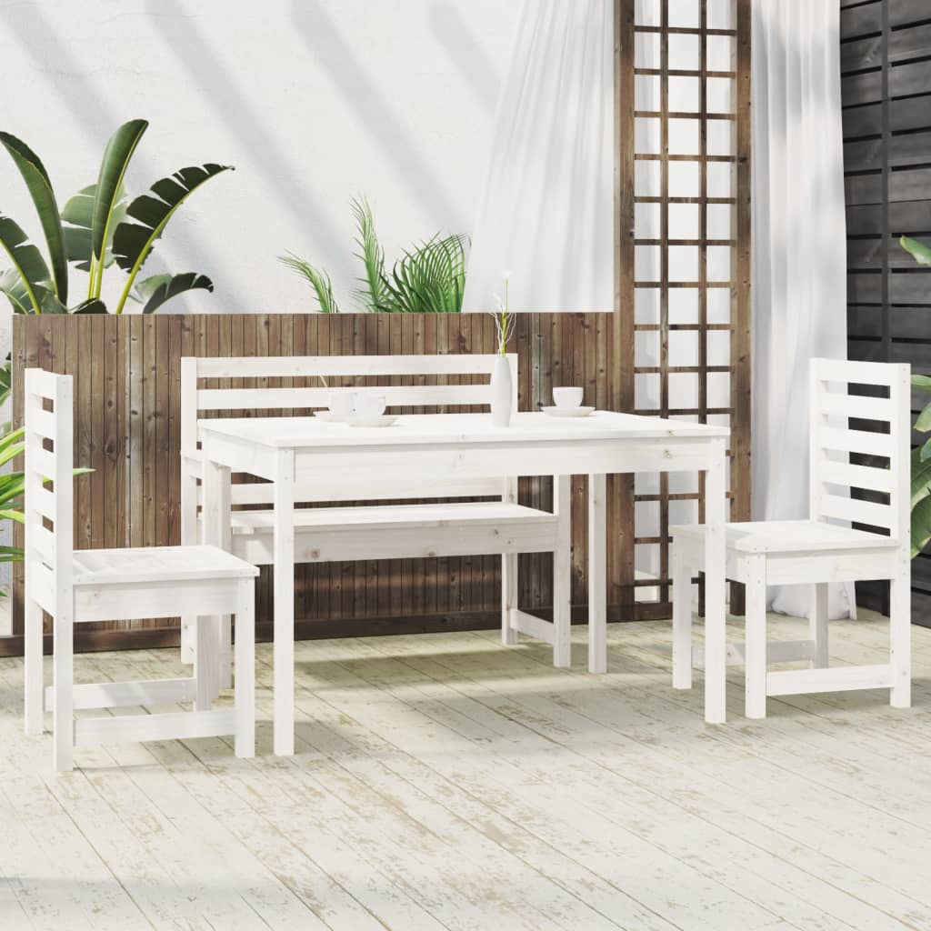vidaXL 4-delige Tuinset massief grenenhout wit afbeelding