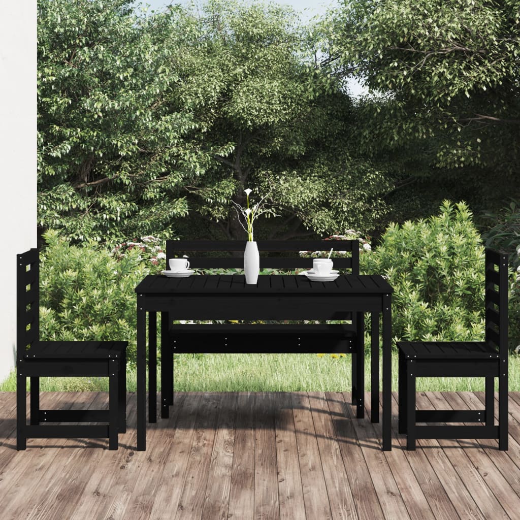 vidaXL Ensemble à dîner de jardin 4 pcs noir bois massif de pin