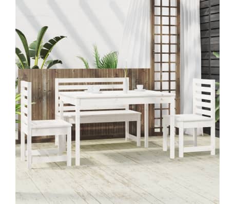 vidaXL 4-tlg. Garten-Essgruppe Wei&szlig; Massivholz Kiefer