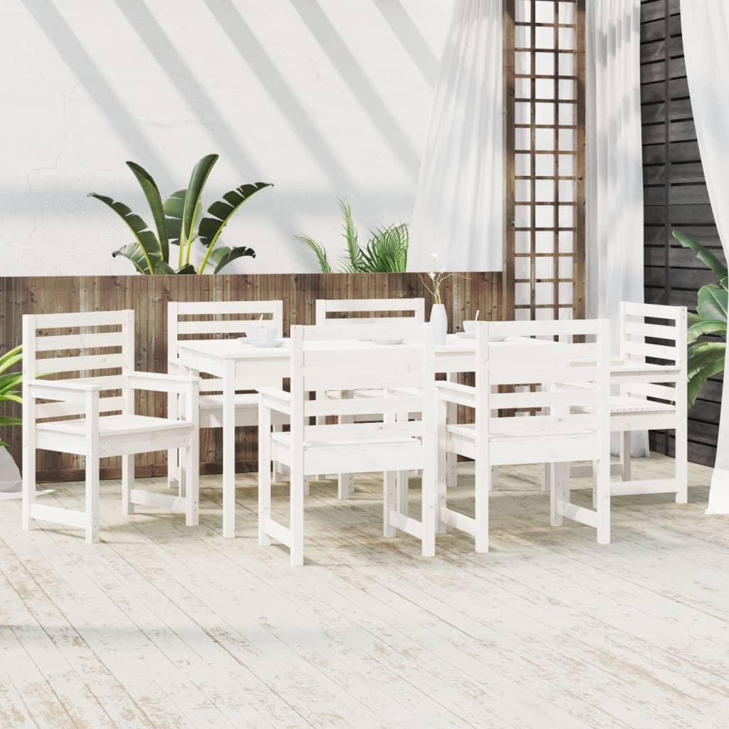 vidaXL 7-delige Tuinset massief grenenhout wit afbeelding