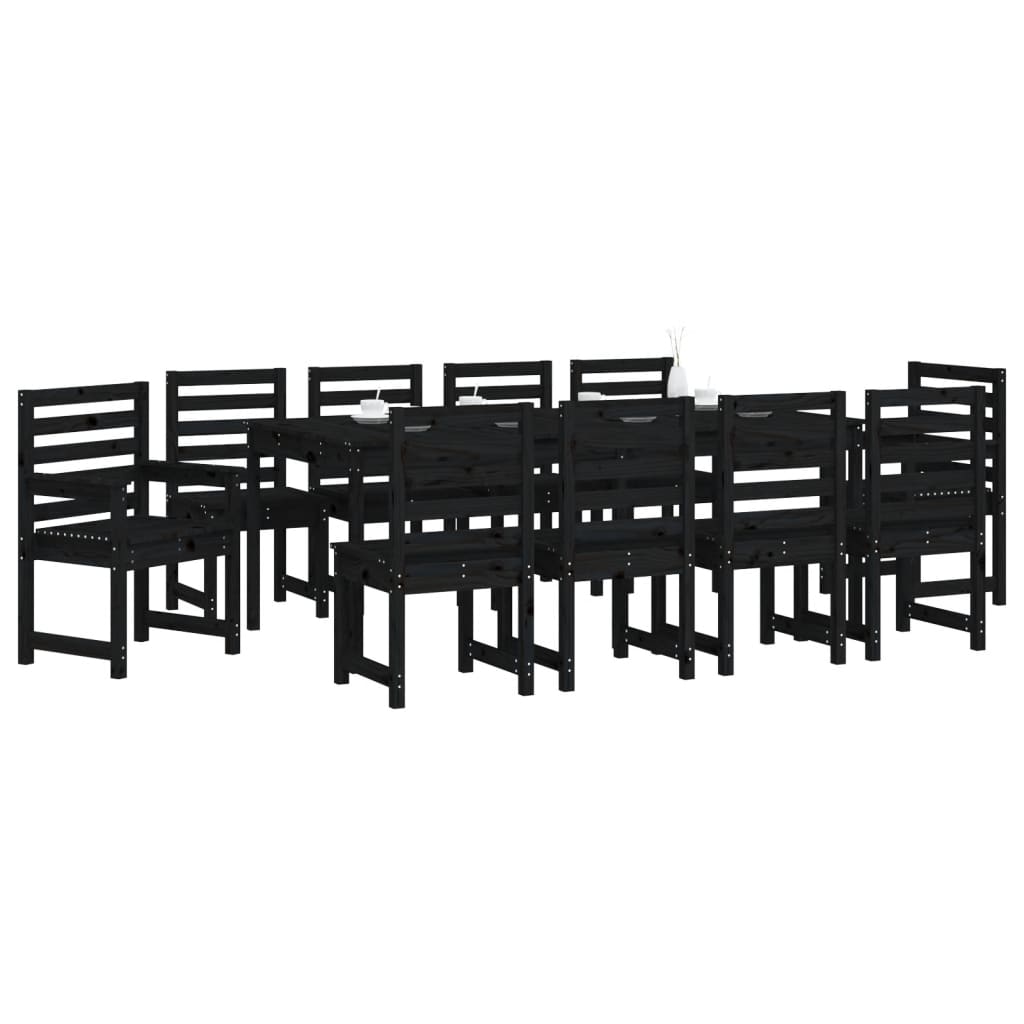 imagem de vidaXL 11 pcs conj. jantar p/ jardim madeira de pinho maciça preto5