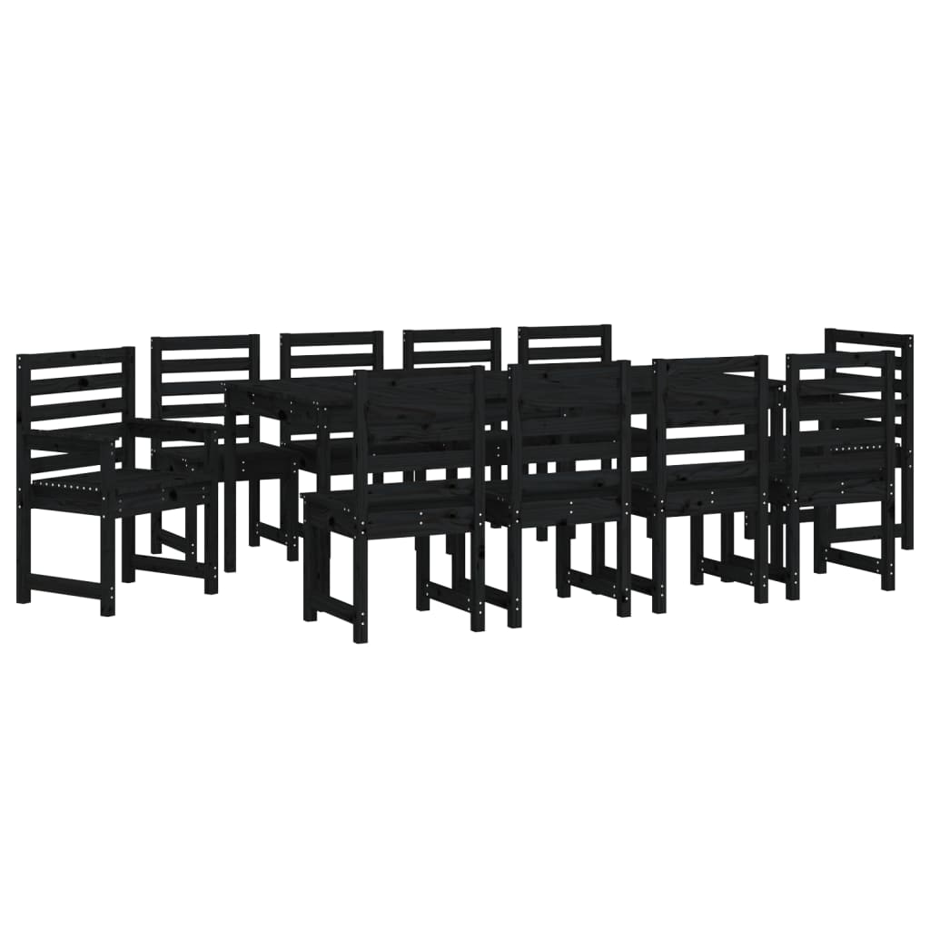 imagem de vidaXL 11 pcs conj. jantar p/ jardim madeira de pinho maciça preto6