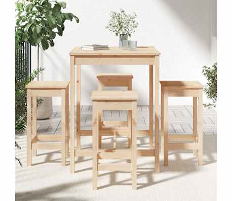 vidaXL Sodo baro baldų komplektas, 5 dalių, pu&scaron;ies medienos masyvas