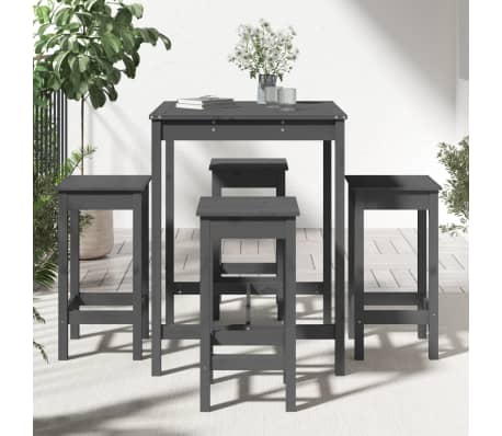 vidaXL Ensemble de bar de jardin 5 pcs gris bois de pin massif