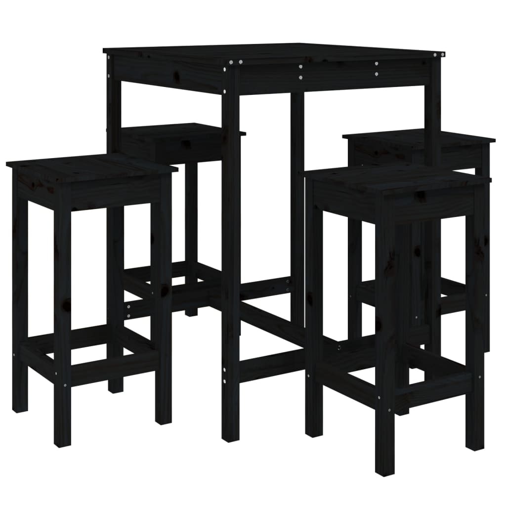 Thumbnail - vidaXL 5-tlg. Gartenbar-Set Schwarz Massivholz Kiefer