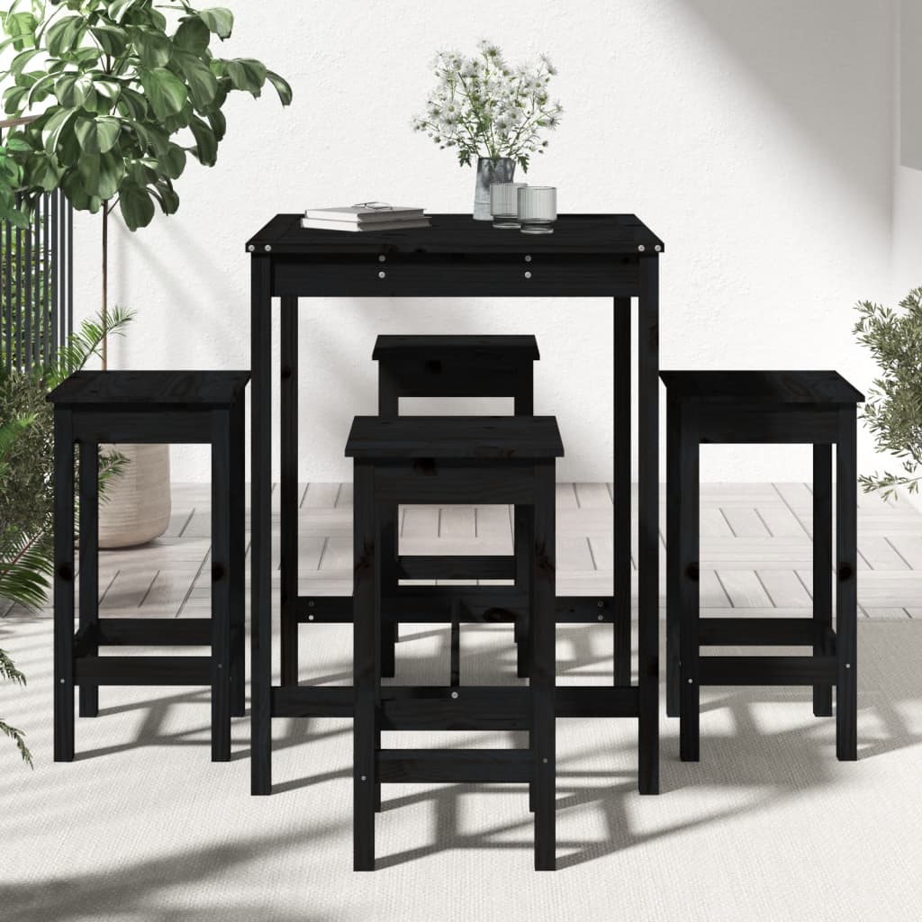 Thumbnail - vidaXL 5-tlg. Gartenbar-Set Schwarz Massivholz Kiefer