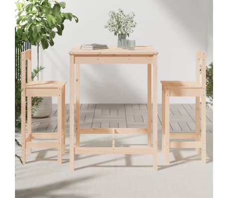 vidaXL 3-delige Barset massief grenenhout