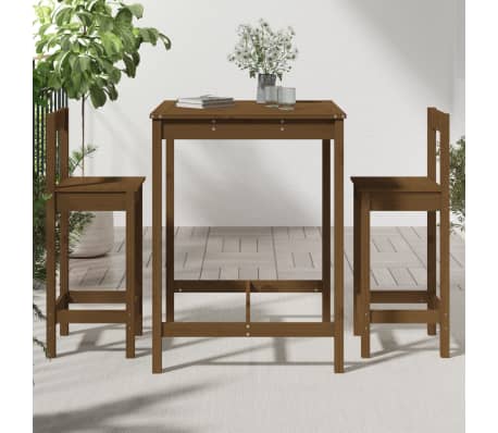 vidaXL Sodo baro baldų komplektas, 3 dalių, medaus rudas, pu&scaron;is