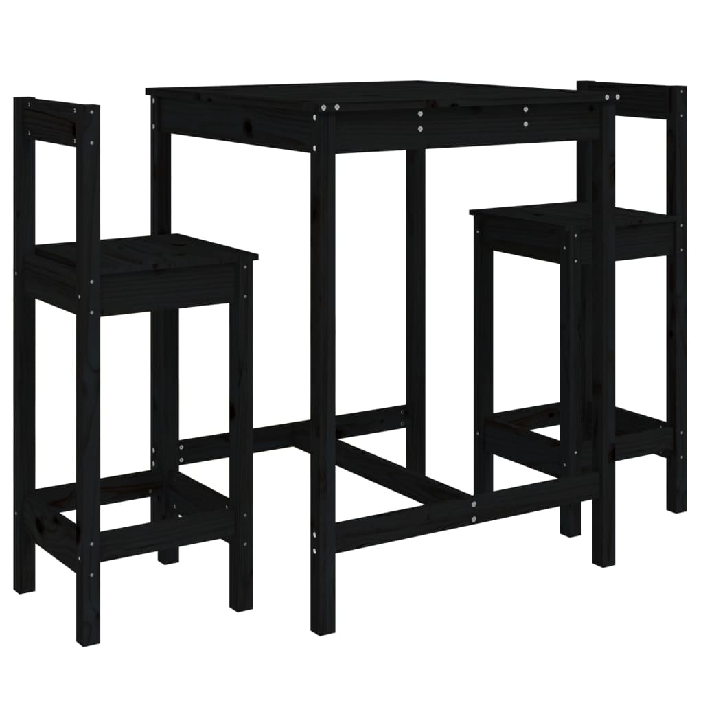 Thumbnail - vidaXL 3-tlg. Gartenbar-Set Schwarz Massivholz Kiefer