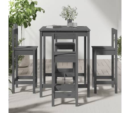 vidaXL Sodo baro baldų komplektas, 5 dalių, pilkas, pu&scaron;ies masyvas