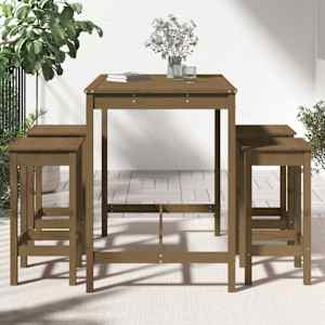 vidaXL Sodo baro baldų komplektas, 5 dalių, medaus rudas, pu&scaron;is