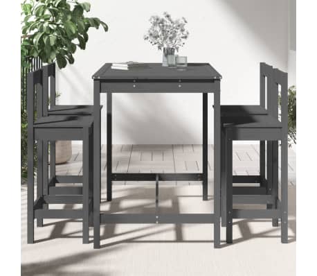 vidaXL Sodo baro baldų komplektas, 5 dalių, pilkas, pu&scaron;ies masyvas