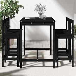 vidaXL 5 Piece Garden Bar Set Black Solid Wood Pine