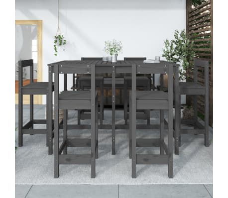 vidaXL Sodo baro baldų komplektas, 7 dalių, pilkas, pu&scaron;ies masyvas