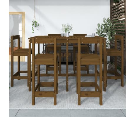 vidaXL Sodo baro baldų komplektas, 7 dalių, medaus rudas, pu&scaron;is