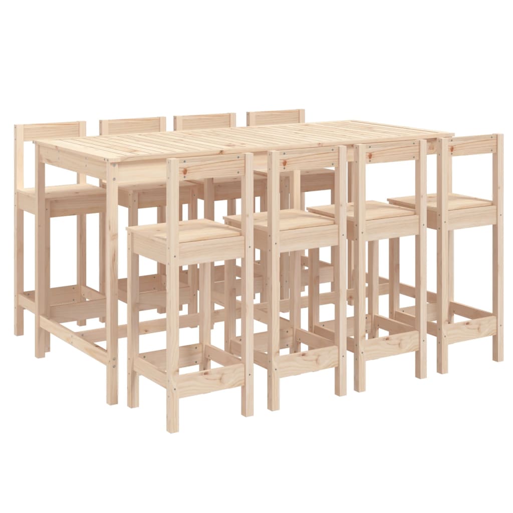 Thumbnail - vidaXL 9-tlg. Gartenbar-Set Massivholz Kiefer