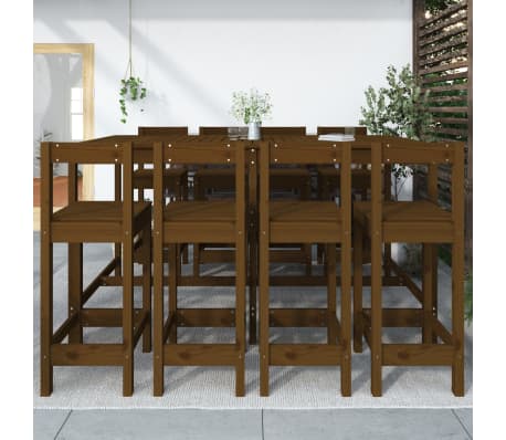 vidaXL Sodo baro baldų komplektas, 9 dalių, medaus rudas, pu&scaron;is