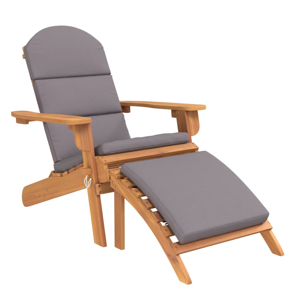 Image of vidaXL Adirondack Garden Chair with Footrest Solid Wood Acacia