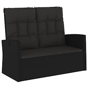 vidaXL allalastav aiapink patjadega, must, 118 cm, pol&uuml;rotang