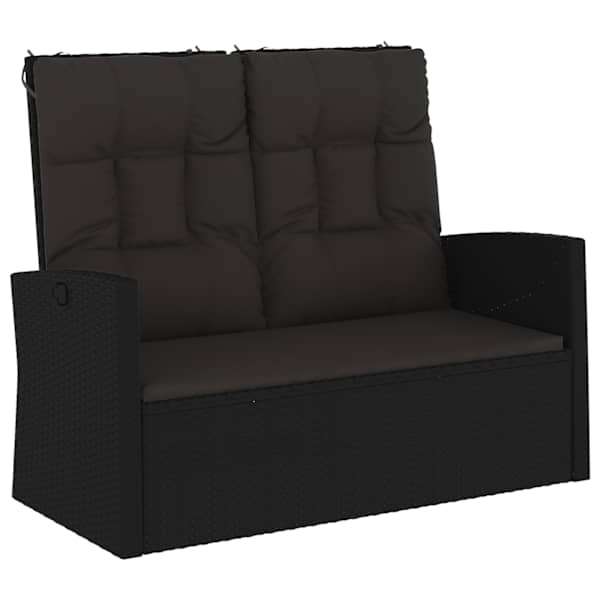 vidaXL allalastav aiapink patjadega, must, 118 cm, pol&uuml;rotang