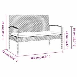 Zahradní lavice s poduškou hnědá 105 cm polyratan - obrázek 8