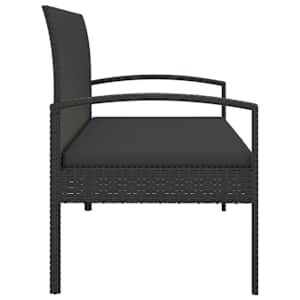 Zahradní lavice s poduškou černá 105 cm polyratan - obrázek 4