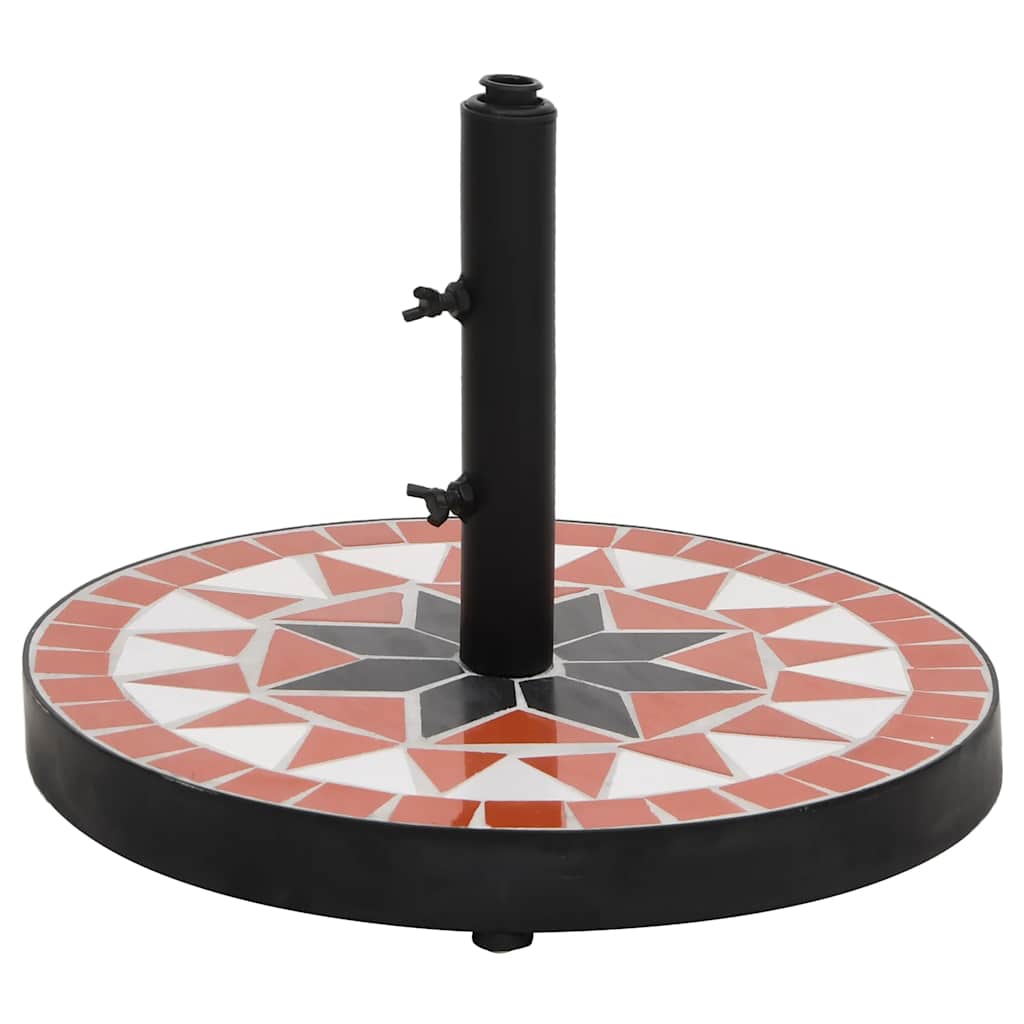 vidaXL Základna na slunečník terakotová a bílá kulatá 12 kg